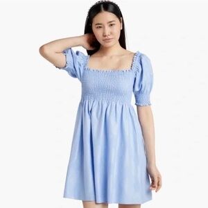Hill House Athena Nap Dress in Light Blue Glitter Check